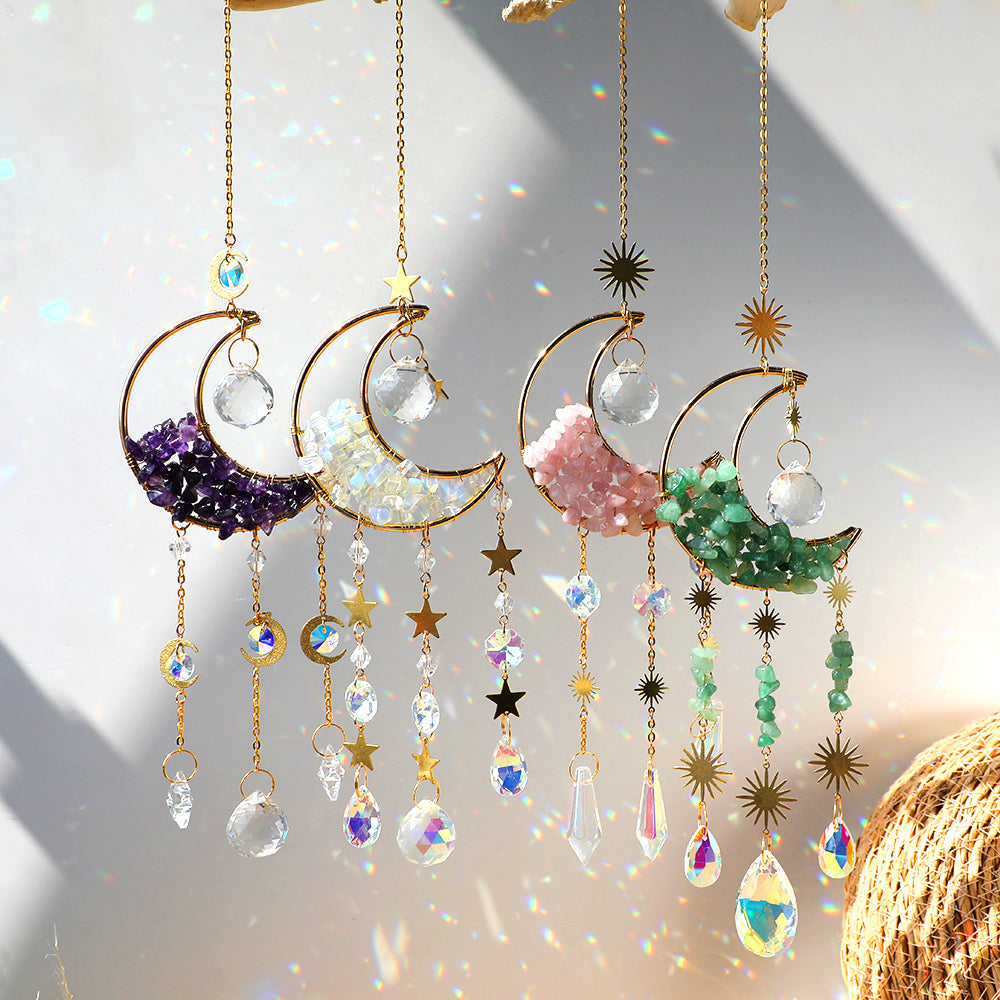 Moon Crystal Suncatcher Decor Prism